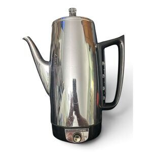 Vintage General Electric Chrome Coffee Pot Maker Complete Working Mid Century